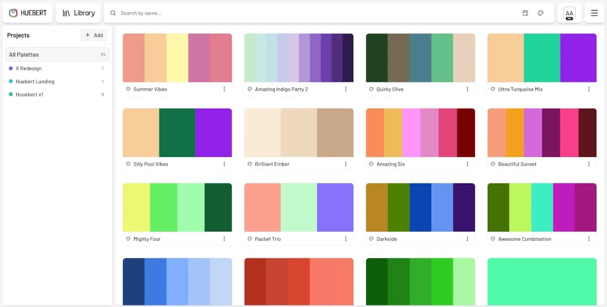 Save your palettes and themes in one place. Organize work in projects and reopen it anytime for editing or export.